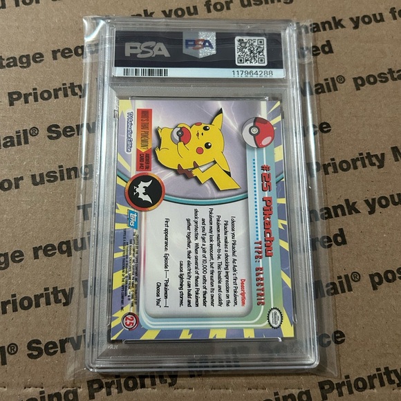 PSA 7 '99 Topps x Pokemon Pikachu Card No. 25 PSA 7 '99 Topps x Pokemon Pikachu Card No. 25